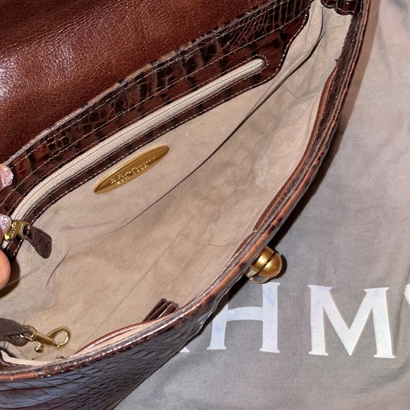 Brahmin Pecan brown leather crossbody shoulder adjustable clutch purse bag - Picture 7 of 12